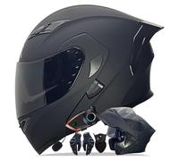 Casco De Motocicleta Modular Integral con Bluetooth Integrado Y Visera Doble, Homologado ECE para Hombres Y Mujeres F,L57-588CM