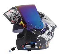 Casco De Motocicleta Modulares con Bluetooth Cascos Integrado Moto Modular con Doble Visera Certificación ECEDOT Casco Integrales Abatible Auriculares Y Micrófono Integrados W,L:59-60CM