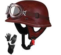 Casco De Motocicleta Retro De Estilo Alemán, Medio Casco, Homologado Según ECE 22.06, Casco Abierto Vintage Con Hebilla De Liberación Rápida Ajustable Para Chopper, Cruiser B2,M/(54~57cm)