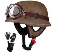 Casco De Motocicleta Retro De Estilo Alemán, Medio Casco, Homologado Según ECE 22.06, Casco Abierto Vintage Con Hebilla De Liberación Rápida Ajustable Para Chopper, Cruiser B5,XL/(60~62cm)