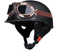 Casco De Motocicleta Retro De Estilo Alemán, Medio Casco, Homologado Según ECE 22.06, Casco Abierto Vintage Con Hebilla De Liberación Rápida Ajustable Para Chopper, Cruiser 3,M/(57~58cm)