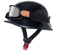 Casco de Motocicleta Retro Estilo alemán, Cascos Ciclomotor con Gafas Casco Jet Moto Hombre, Cascos Moto Abierto Homologado ECE, Cascos Bici Hombres Mujeres Adecuado para Scooter 1,XL=61-62cm