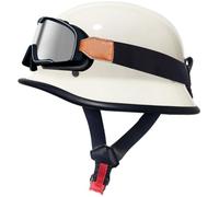 Casco de Motocicleta Retro Estilo alemán, Cascos Ciclomotor con Gafas Casco Jet Moto Hombre, Cascos Moto Abierto Homologado ECE, Cascos Bici Hombres Mujeres Adecuado para Scooter 5,M=56-58cm