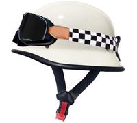 Casco de Motocicleta Retro Estilo alemán, Cascos Ciclomotor con Gafas Casco Jet Moto Hombre, Cascos Moto Abierto Homologado ECE, Cascos Bici Hombres Mujeres Adecuado para Scooter 6,3XL=65-66cm