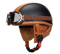 Casco de Motocicleta Retro Estilo alemán, Cascos Moto Hombre Jet, Cascos Moto Abierto Hombres Mujeres, homologado ECE Cascos Ciclomotor Casco de Patinete electrico con Gafas 6,XL=59-60cm