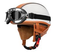 Casco de Motocicleta Retro Estilo alemán, Cascos Moto Hombre Jet, Cascos Moto Abierto Hombres Mujeres, homologado ECE Cascos Ciclomotor Casco de Patinete electrico con Gafas 2,XXL=61-62cm