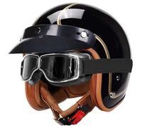 Casco de Motocicleta Retro, Medio Casco Retro, Casco de Motocicleta Ligero con Visera, Certificado ECE, Forro extraíble, Casco Protector Unisex, Adecuado para desplazamientos Diarios. D,M57-58CM