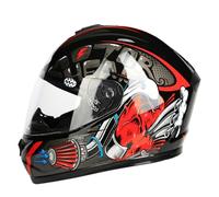 Casco de Motocicleta Retro para Hombre y Mujer con Doble Visera Solar Cascos para Scooter de Carretera y autopista Adecuado para desplazamientos Diarios y Paseos Rojo XL/61-62cm