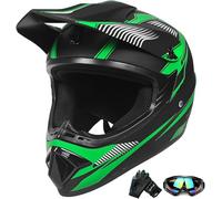 Casco de Motocicleta Todoterreno Juvenil, Casco de Bicicleta para niños y niñas, Casco de Motocicleta Personalizado, estándar CE (Large, Verde)