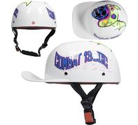 Casco De Motocicleta Vintage Abierto, Gorra De Béisbol Retro, Medio Casco Para Mujer Y Hombre, Para Scooter, Ciclomotor, Street Cruiser, Jet, Con Certificación DOT. 9,M/(53~54cm)