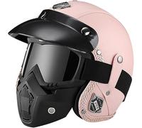 Casco De Motocicleta Vintage, Casco Abierto Homologado ECE 22.06 Para Hombres Y Mujeres, Casco Retro De Moto De Media Cara 3/4 Con Visera Solar, Casco Jet Para Scooter 18,L/(59~60cm)
