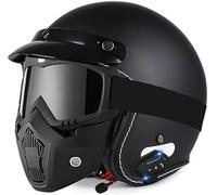 Casco De Motocicleta Vintage Con Bluetooth, Casco Abierto Con Visera Solar, Casco De Media Cara Para Motocicleta, Homologado ECE 22.05, Para Adultos, Hombres Y Mujeres. 3,M/(57~58cm)