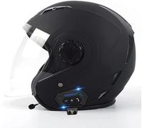 Casco de motocicleta vintage con Bluetooth, casco abierto con visera solar, casco de moto de media cara 3/4, homologado según ECE 22.06, para adultos, hombres y mujeres. 3,M/(57~58cm)
