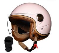 Casco de Motocicleta Vintage de Media Cara, Abierto 3/4 con Visera Solar, Aprobado por Dot/ECE, for Scooter y Crucero, for Hombres y Mujeres.(Light Pink,Large)