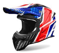 Casco de motocross Airoh Aviator Ace 2 Stream azul-rojo brillante M