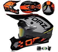 Casco De Motocross Casco MTB Jóvenes Adultos Casco Integral Moto con Gafas Máscara Guantes, Hombre Mujer Casco Descenso para MX Enduro Quad ATV Off Road BMX Scooter,Black-XXL