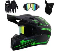 Casco de Motocross para NiñOs con Gafas, Guantes Y MáScara para NiñOs Y NiñAs de 8 A 18 AñOs, Homologado por El Dot, Casco ATV para NiñOs, Motocross Y Todoterreno(AA,M(56-57CM))