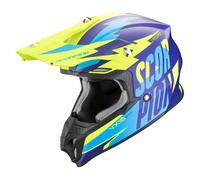 Casco de motocross Scorpion VX-16 EVO AIR Slanter azul mate-amarillo fluo S