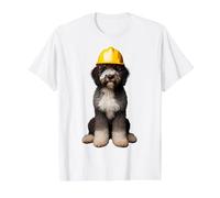 Casco de Perro de Agua español Amarillo Casco Trabajador Ingeniero papá Camiseta gráfica económica, Hombre, Blanco, L