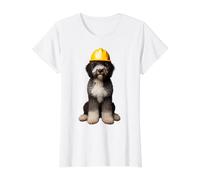 Casco de Perro de Agua español Amarillo Casco Trabajador Ingeniero papá Camiseta gráfica económica, Mujer, Blanco, L