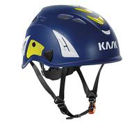 KASK Superplasma HI VIZ - Casco de protección laboral, rueda giratoria, tiras reflectantes, EN 397, color: azul/amarillo