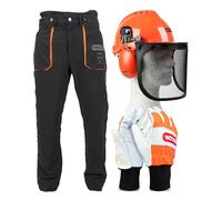 Casco de Seguridad Yukon + Guantes Talla L + Pantalones de Seguridad para Motosierra Oregon