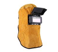 Casco de soldador de cuero vacuno para soldar, máscara de trabajo, lente de filtro de oscurecimiento automático solar