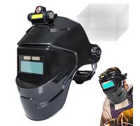 Casco de soldadura | Capucha de soldadura de energía solar, capucha protectora de soldadura de visión grande de color real | Máscara de oscurecimiento automático + hoja protectora, funciona con