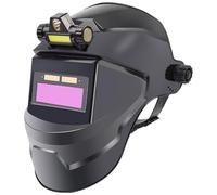 Casco de Soldadura con oscurecimiento automático, máscara de Soldadura LCD con energía Solar y Linterna Frontal, Capucha de Transpirable, Ajustable y Resistente al Calor con diseño Gira