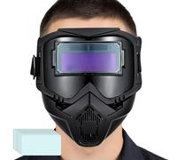 Casco de soldadura con oscurecimiento automático, protector facial desmontable, capucha protectora soldar con 3 iluminaciones, casco soldador de doble capa para la industria, soldadura, taller