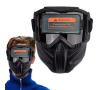 Casco de soldadura de oscurecimiento automático, desmontable de gran visión, soldador montado en la cabeza con atenuación automática, casco para rociar o soldar | Sensor de pantalla ancha para