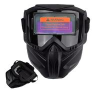 Casco de soldadura de oscurecimiento automático, desmontable de gran visión, soldador montado en la cabeza con atenuación automática, casco para rociar o soldar | Sensor de pantalla ancha para