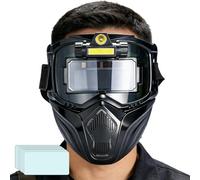 Casco de Soldadura - Visión Real | Máscara Soldador - Auto Darkening Welding Helmet - 3 Iluminaciones Ajustables, Doble Capa Protección, para Industria Metalurgia y Energía Solar Batería