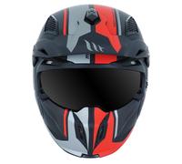 Casco de trial MT Streetfighter SV Twin negro-rojo mate con visera simple oscura