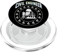 Casco Duro con Insignia de círculo de Ingeniero Civil, Herramienta de encuesta, Plano PopSockets PopGrip para MagSafe