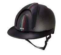 CASCO E-LIGHT CARBONO NEGRO MATE CON BANDERA SWAROVSKI ITALIA