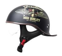 Casco Half-Helmet Ciclomotor Homologado ECEDOT Medio Cascos Motocicleta Diseño De Carcasa Elástica con Visera Casco Abiertos Moto Jet para Hombres Y Mujeres Adultos B,XL:61-62CM