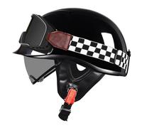 Casco Half-Helmet De Motocicleta ECEDOT Certificado Medio Casco Ciclomotor Jet con Escalable Visera and Gafas Cascos Abiertos De Moto para Hombres Y Mujeres Adultos Robusto F,XL:61-62CM