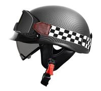 Casco Half-Helmet De Motocicleta ECEDOT Certificado Medio Casco Ciclomotor Jet con Escalable Visera and Gafas Cascos Abiertos De Moto para Hombres Y Mujeres Adultos Robusto I,L:59-60CM