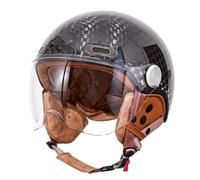 Casco Half-Helmet Fibra De Carbono Homologado ECEDOT Cascos Abiertos De Moto Medio Casco Motocicleta Jet con Visera Robusto Y Duradero para Hombres Y Mujeres Adultos B,XXL:63-64CM