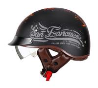 Casco Half Helmet Retro Certificado ECEDOT Medio Casco Motocicleta Portátil con Visera Cascos Jet Ciclomotor Cascos Abiertos Moto Robusto para Hombres Y Mujeres Adultos I,XXL:63-64CM