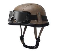 Casco Half-Helmet Retro con Gafas Medio Casco para Motocicleta Casco De Cara Abierta Moto Homologado ECEDOT Casco Jet para Hombres Y Mujeres Adultos Forro Extraíble C,M:57-58CM