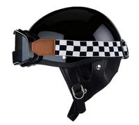 Casco Half-Helmet Vintage Cascos Abiertos De Moto con Gafas Medio Casco Motocicleta Retro ECEDOT Homologado Cascos Scooter Jet para Hombres Y Mujeres Cuatro Estaciones D,M:57-58CM