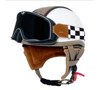 Casco Half-Helmet Vintage con Gafas Casco Jet Motocicleta Cascos Abiertos De Moto Retro Homologado ECEDOT Medio Casco para Ciclomotor para Hombres Y Mujeres Adultos J,S:55-56CM