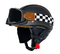 Casco Half-Helmet Vintage con Gafas Casco Jet Motocicleta Cascos Abiertos De Moto Retro Homologado ECEDOT Medio Casco para Ciclomotor para Hombres Y Mujeres Adultos M,S:55-56CM
