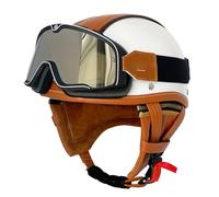 Casco Half-Helmet Vintage con Gafas Casco Jet Motocicleta Cascos Abiertos De Moto Retro Homologado ECEDOT Medio Casco para Ciclomotor para Hombres Y Mujeres Adultos K,S:55-56CM