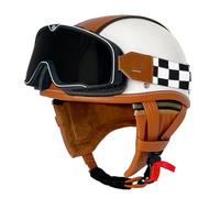 Casco Half-Helmet Vintage con Gafas Casco Jet Motocicleta Cascos Abiertos De Moto Retro Homologado ECEDOT Medio Casco para Ciclomotor para Hombres Y Mujeres Adultos B,S:55-56CM