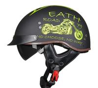 Casco Half-Helmet Vintage Homologado ECEDOT Cascos Abiertos De Moto con Escalable Visera Visión Clara Medio Casco Jet Motocicleta para Hombres Y Mujeres Adultos F,XL:61-62CM
