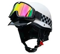 Casco Half Helmet Vintage Homologado ECEDOT Medio Casco Motocicleta Jet con Gafas Cascos Abiertos De Moto Protección De Múltiples Capas para Hombres Y Mujeres Adultos G,XL:61-62CM