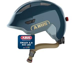 Casco infantil ABUS Smiley 3.0 ACE LED - Casco de bicicleta con luz - Ajuste profundo y espacio para trenzas - Para niña y niño